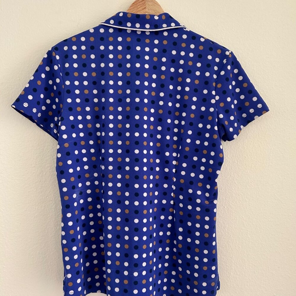 JoFit Golf Top Blue Polka Dot 1/4 Zip Short Sleeve Tennis SZM Athletic Sport - Picture 6 of 7